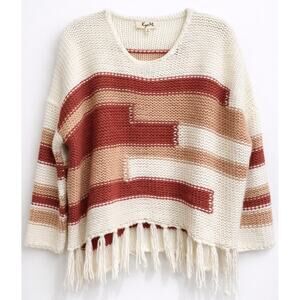 MSRP: $72 | ✨ KyeMi Soft Knit Poncho Sweater w/ Knotted Fringe – Size S-M✨